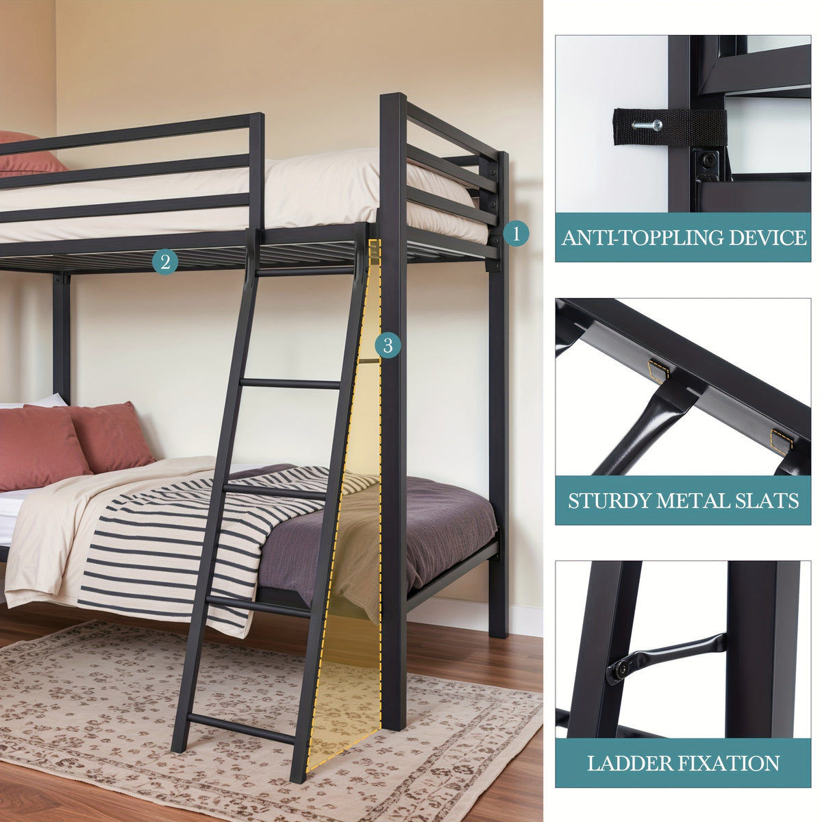 twin   bunk bed sturdy reinforced frame - Temu