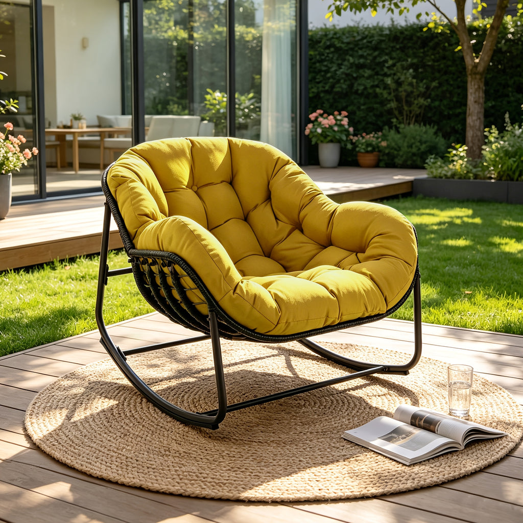 papasan rocking chair outdoor weather wicker papasan patio - Temu