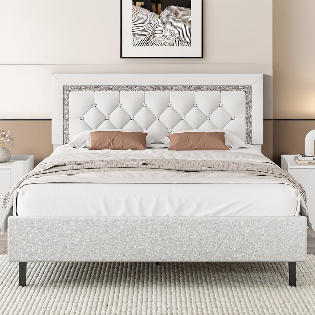 twin full queen size bed frame diamond headboard wood slats - Temu