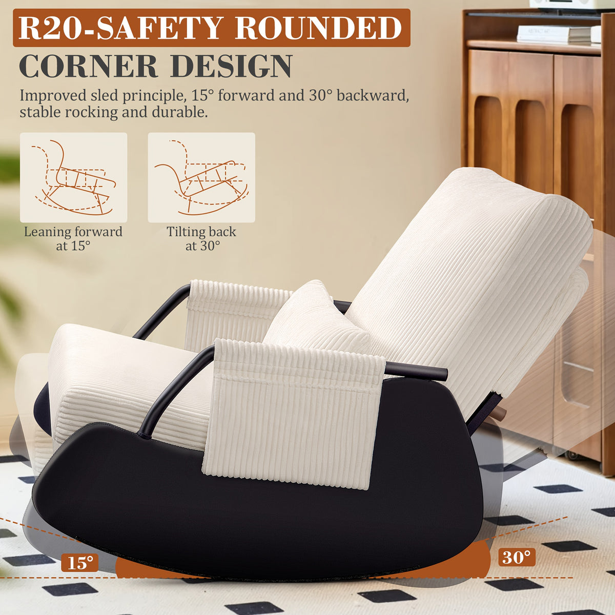 corduroy rocking chair footrest cover washable - Temu