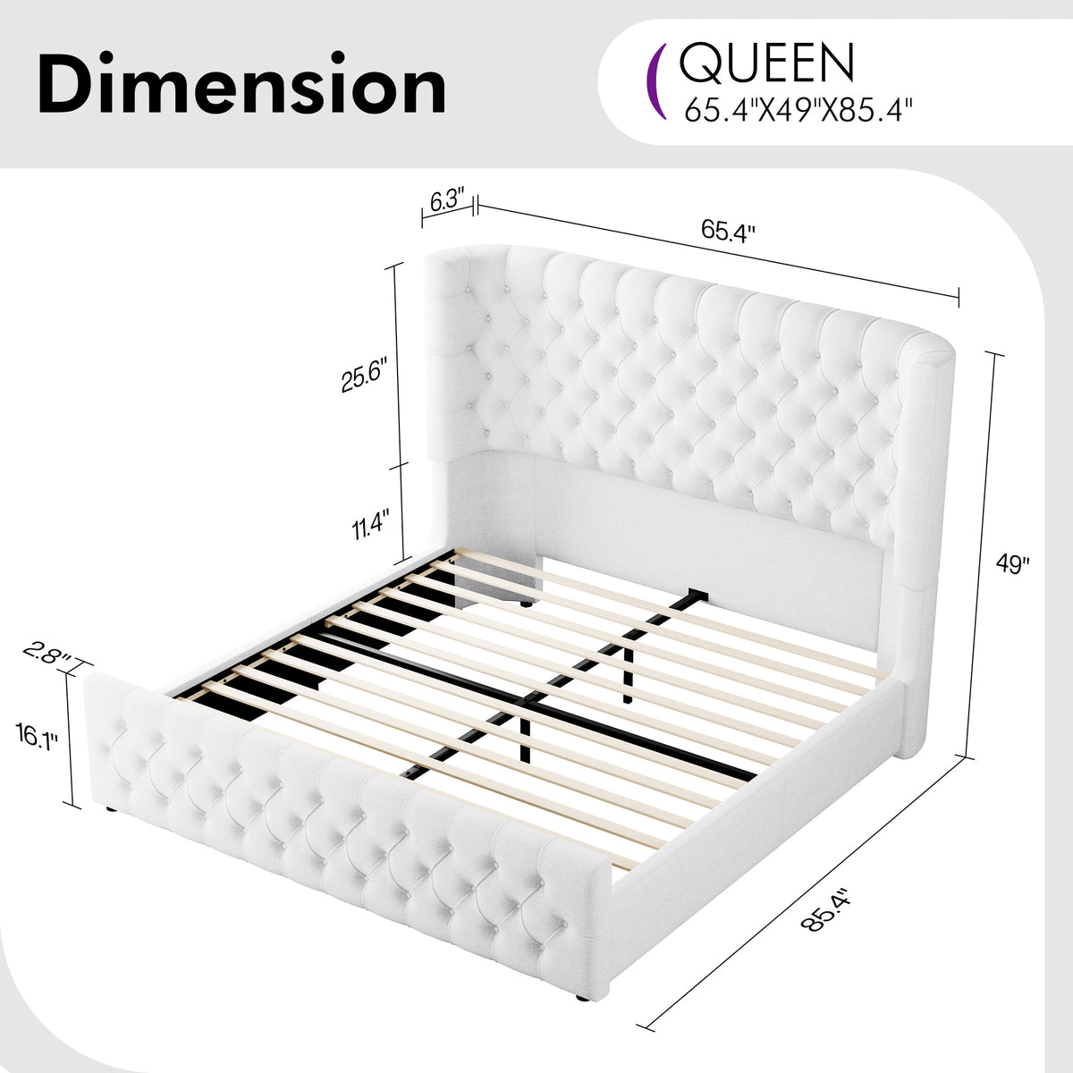 platform bed frame upholstered curved wingback - Temu