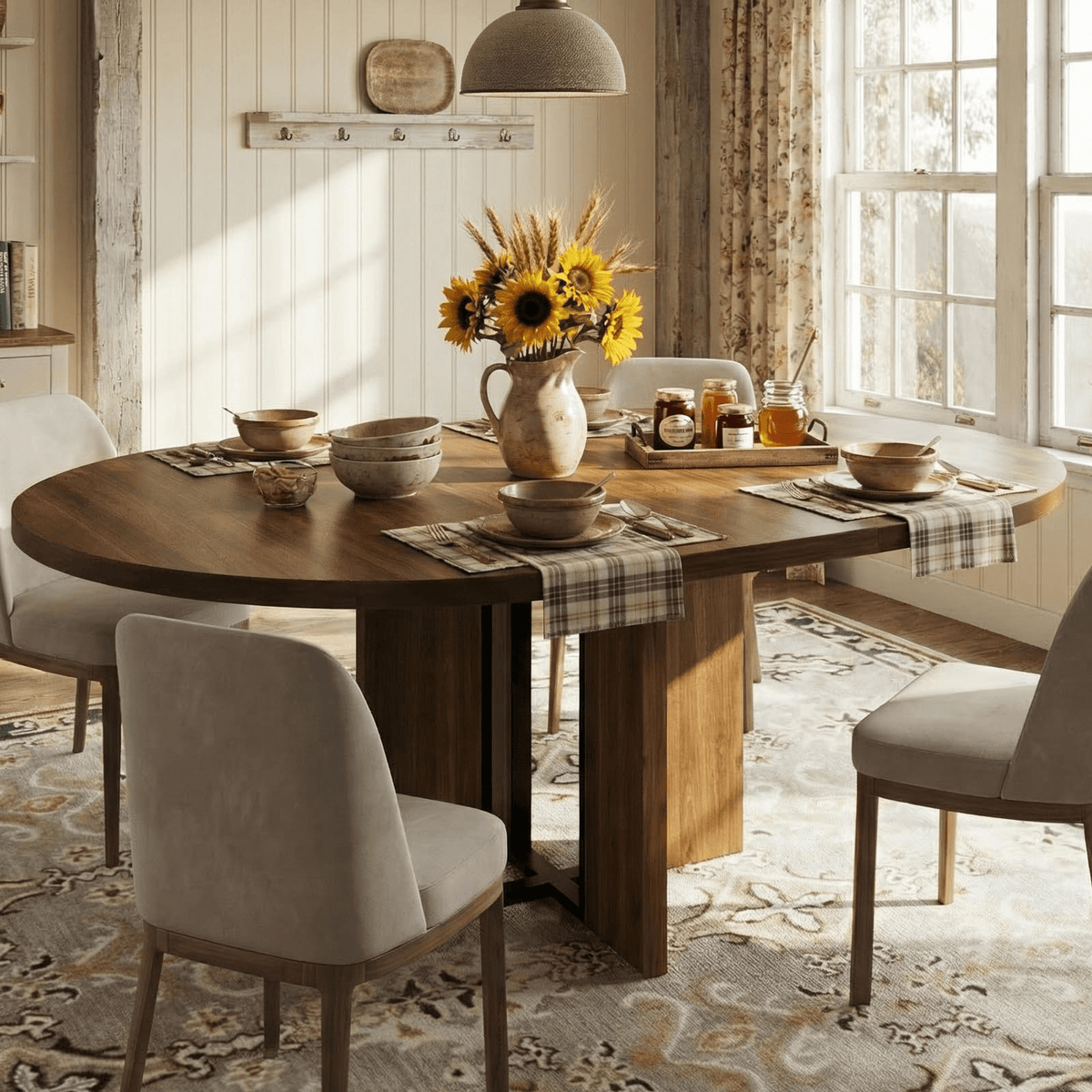 47 63 extendable round dining room table 4 8 farmhouse - Temu