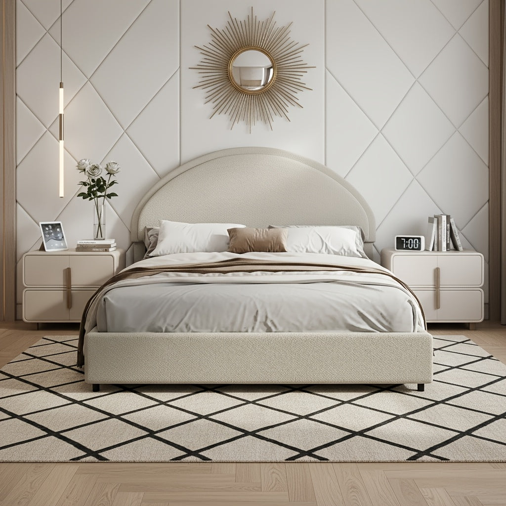 twin full queen king bed frame boucle upholstered headboard - Temu