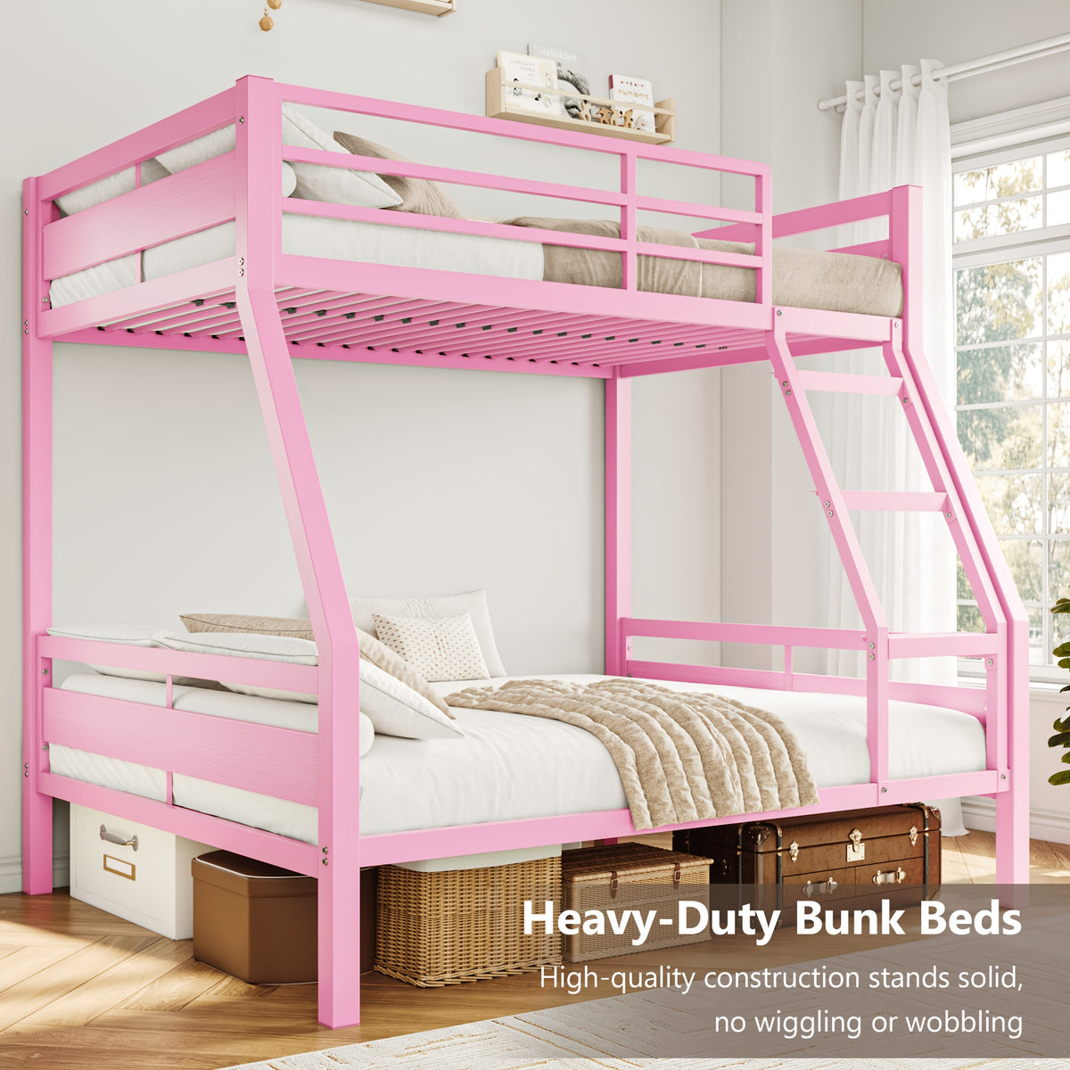 bunk bed twin full heavy duty metal bunkbeds full length - Temu