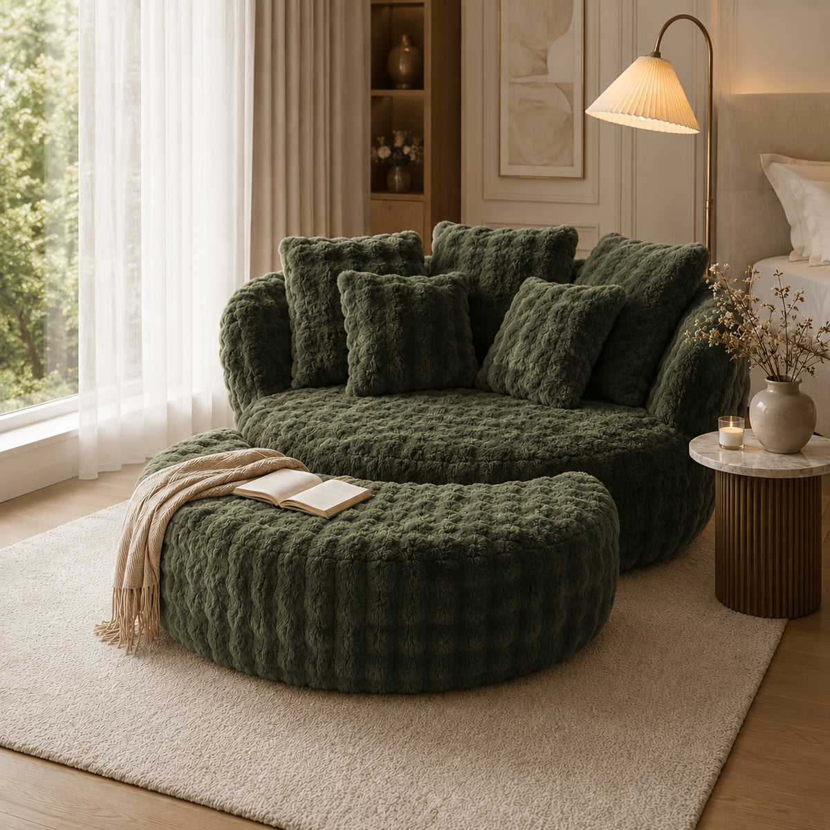 55 w x 75 oversized round sofa chair crescent   fluffy - Temu