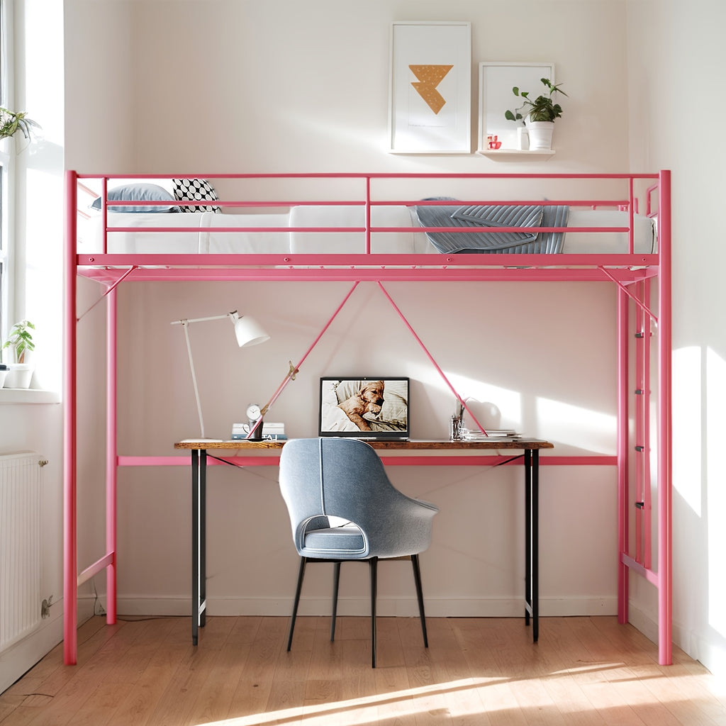 queen loft bed frame flat rungs   spring required heavy - Temu