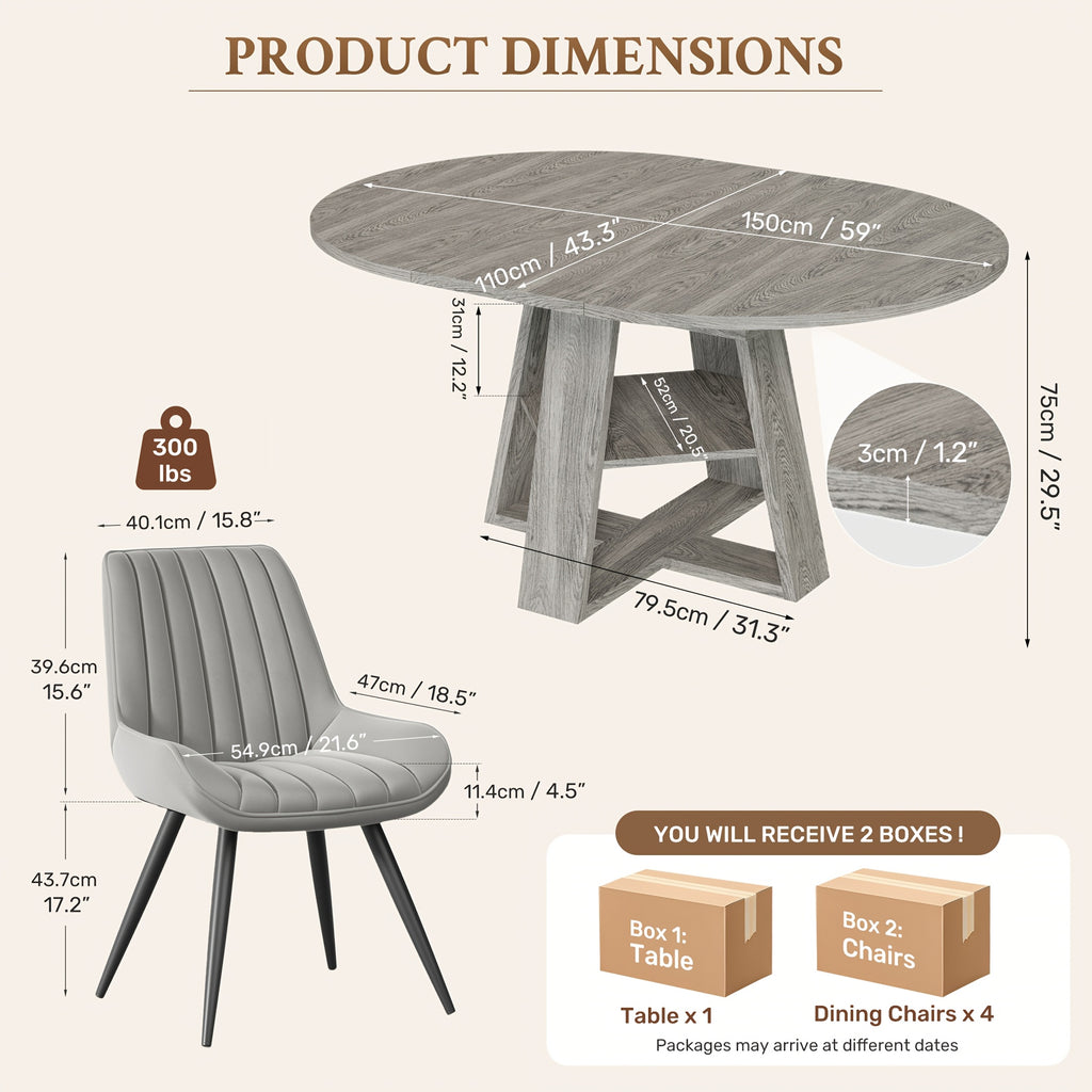 5pcs modern extendable oval dining table set suitable 4 - Temu