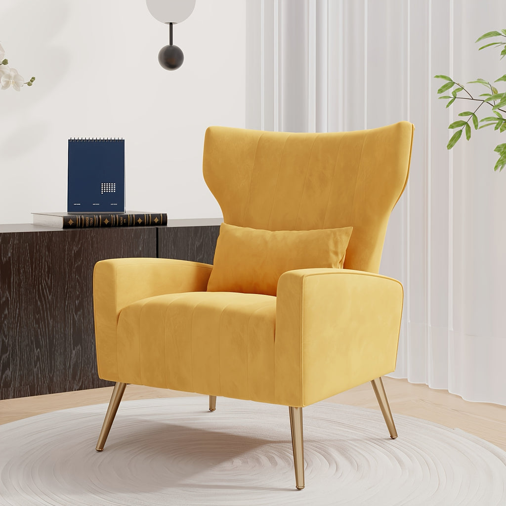 velvet accent chair wingback living room high back arm chair - Temu