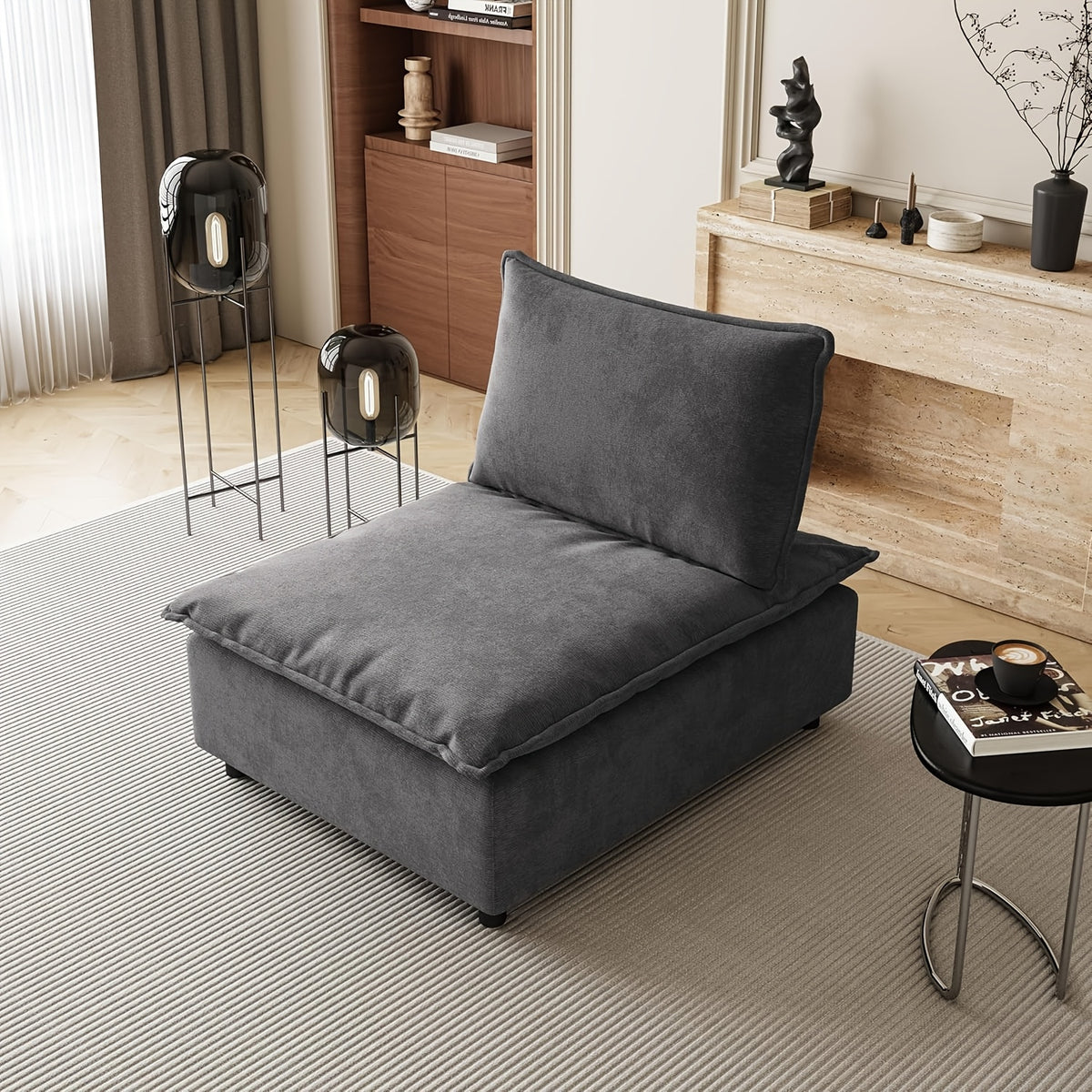 modern upholstered single chair adjustable backrest leisure - Temu