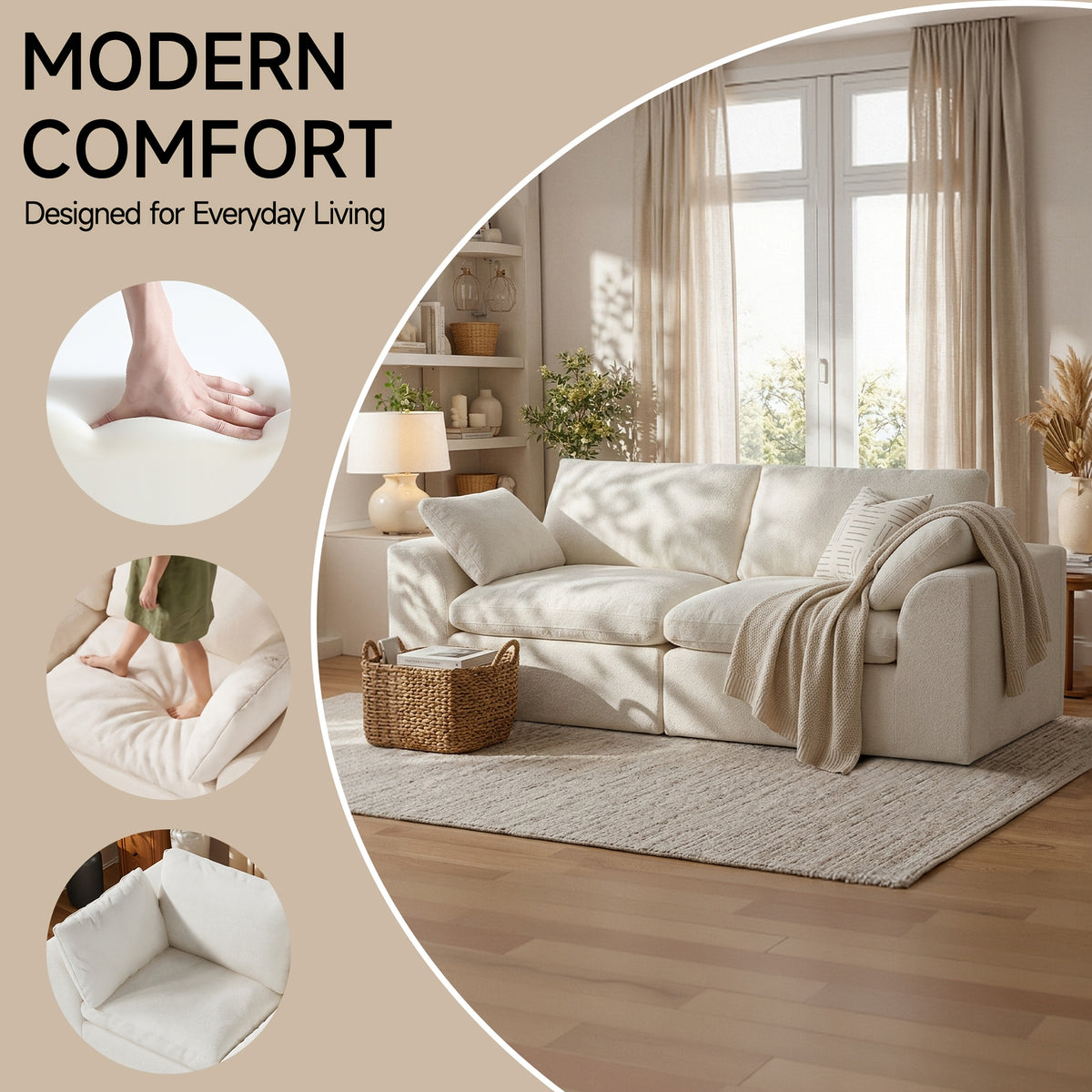 loveseat 2 seater cloud couch comfy deep seat modern small - Temu