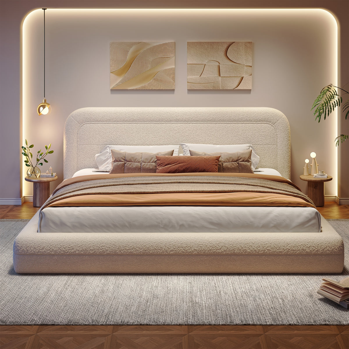 comfortable   platform bed featuring a headboard - Temu