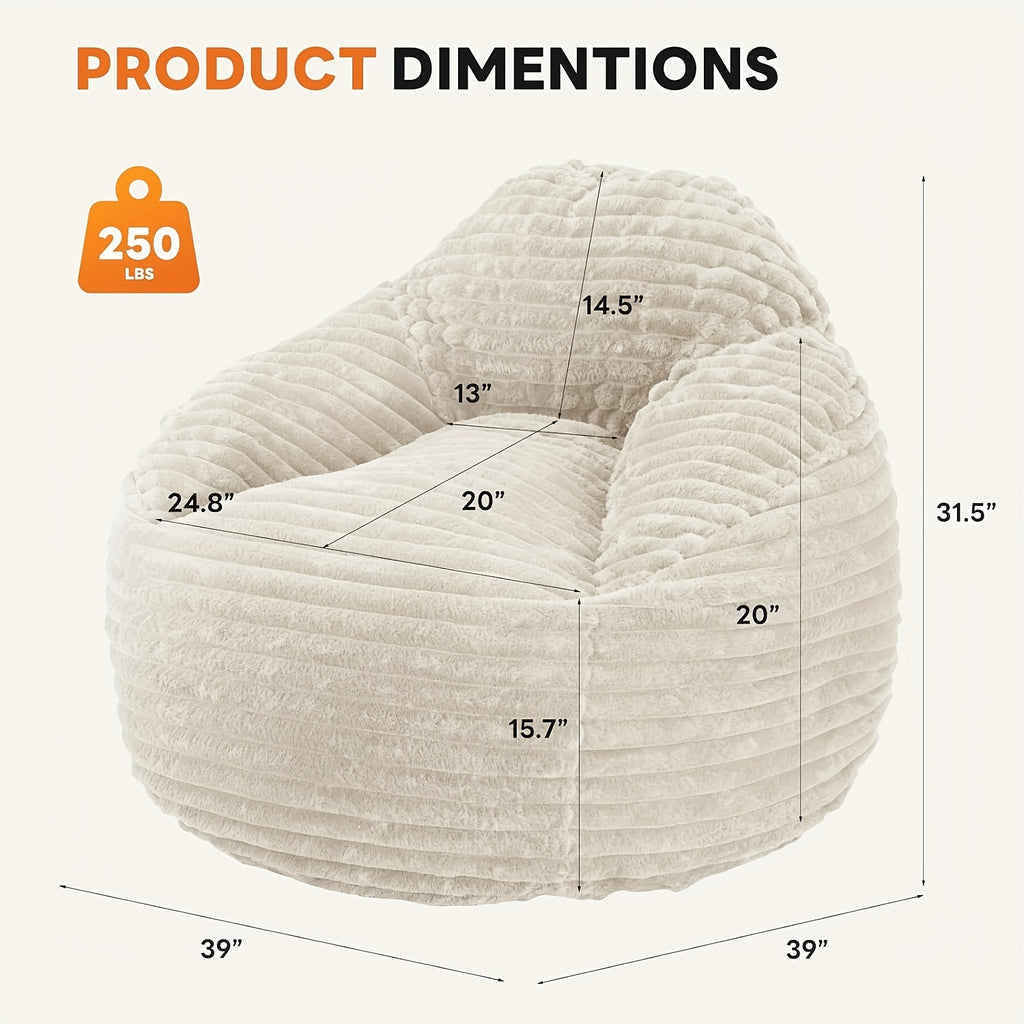 memory foam bean bag chair 39 inch backrest armrests comfy - Temu