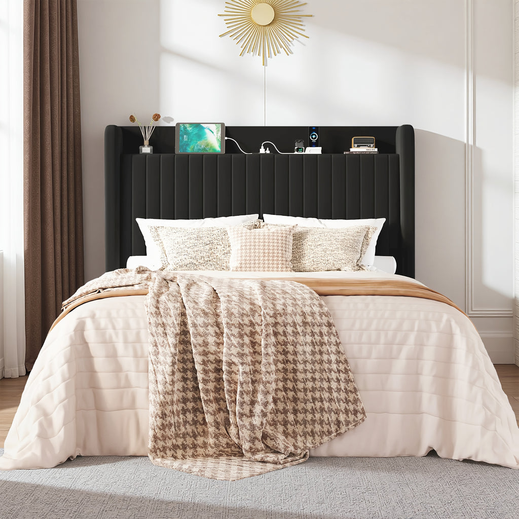 full queenking size wingback platform bed frame built - Temu