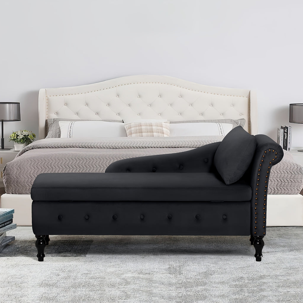 57 velvet upholstered storage chaise lounge pillow - Temu
