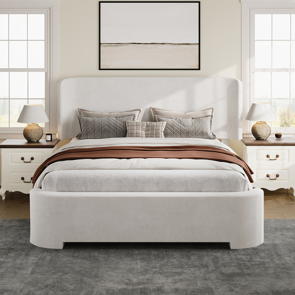 curved headboard footboard full queen size bed frame velvet - Temu