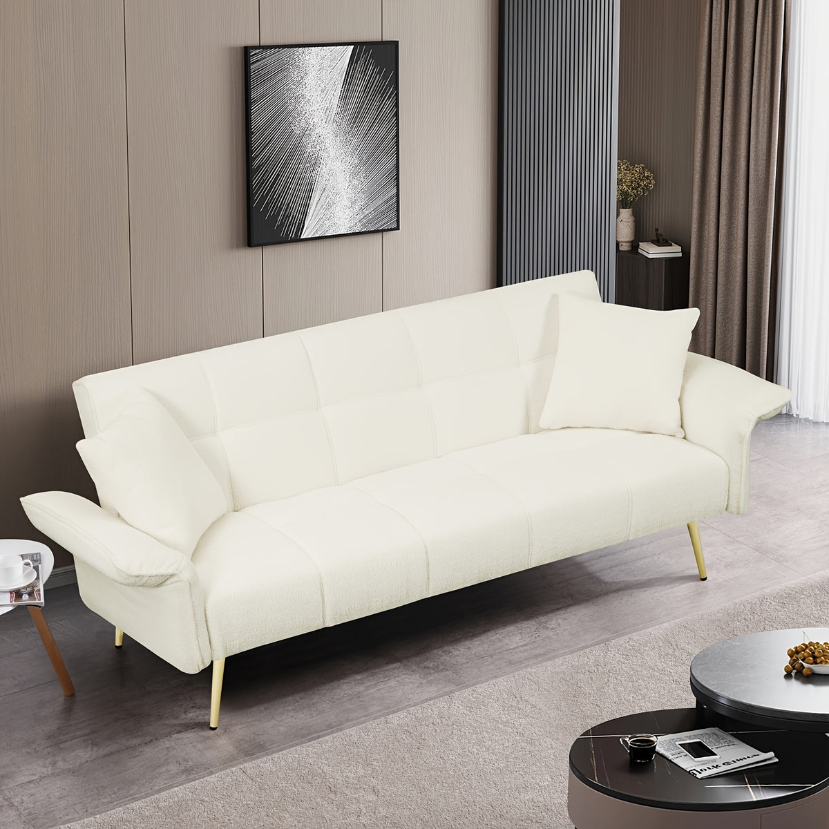 teddy velvet sofa bed convertible armrests temu - Temu