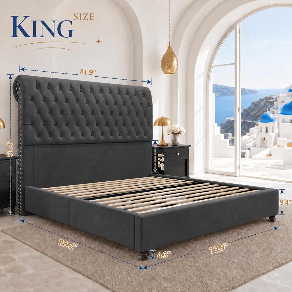 velvet upholstered   frame tufted headboard - Temu
