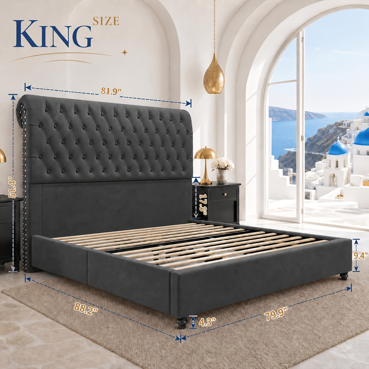 velvet upholstered   frame tufted headboard - Temu