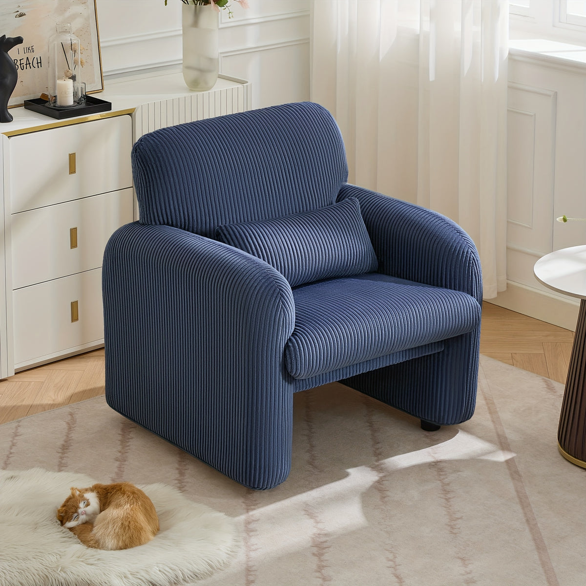 corduroy fabric accent chair modern upholstered living room - Temu