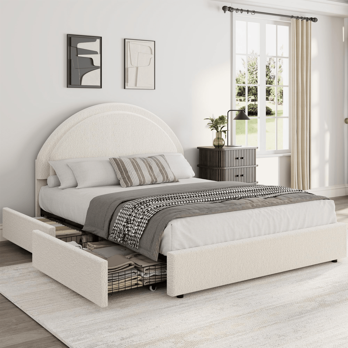 2026 lamb fleece comfortable semi circular low profile bed 2 - Temu