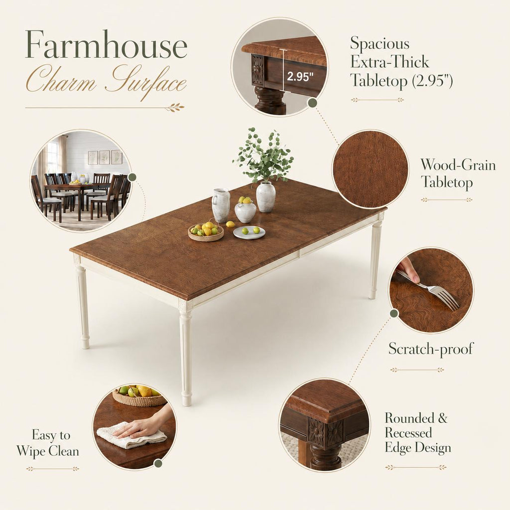 grain farmhouse dining table set soft - Temu