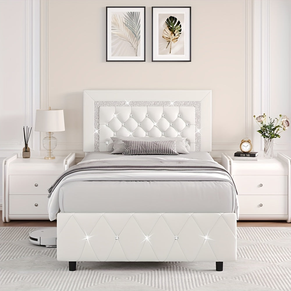 twin full queen king bed frame padded platform bed - Temu