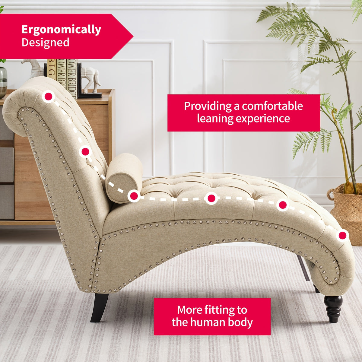 gorgeous chaise lounge chair button tufted support pillow - Temu