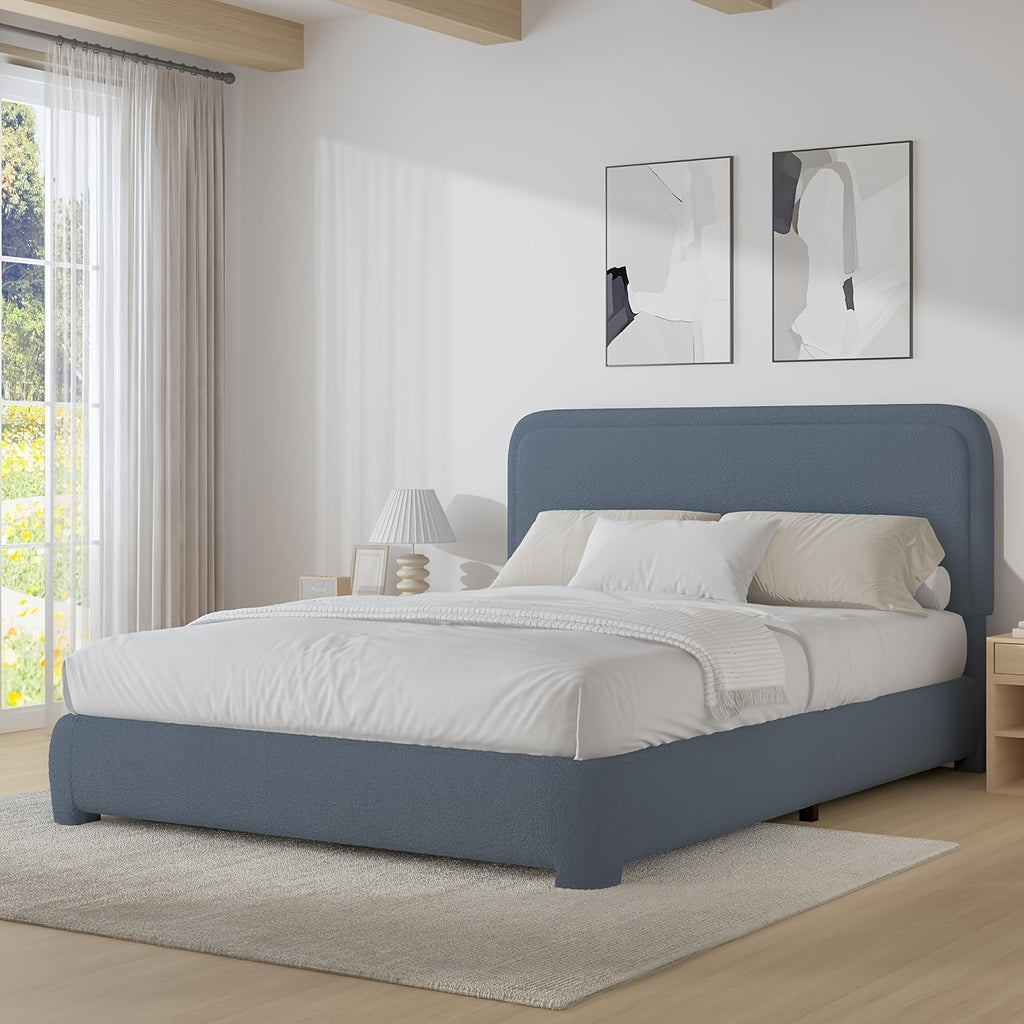 twin full   bed frame cloud boucle upholstered - Temu