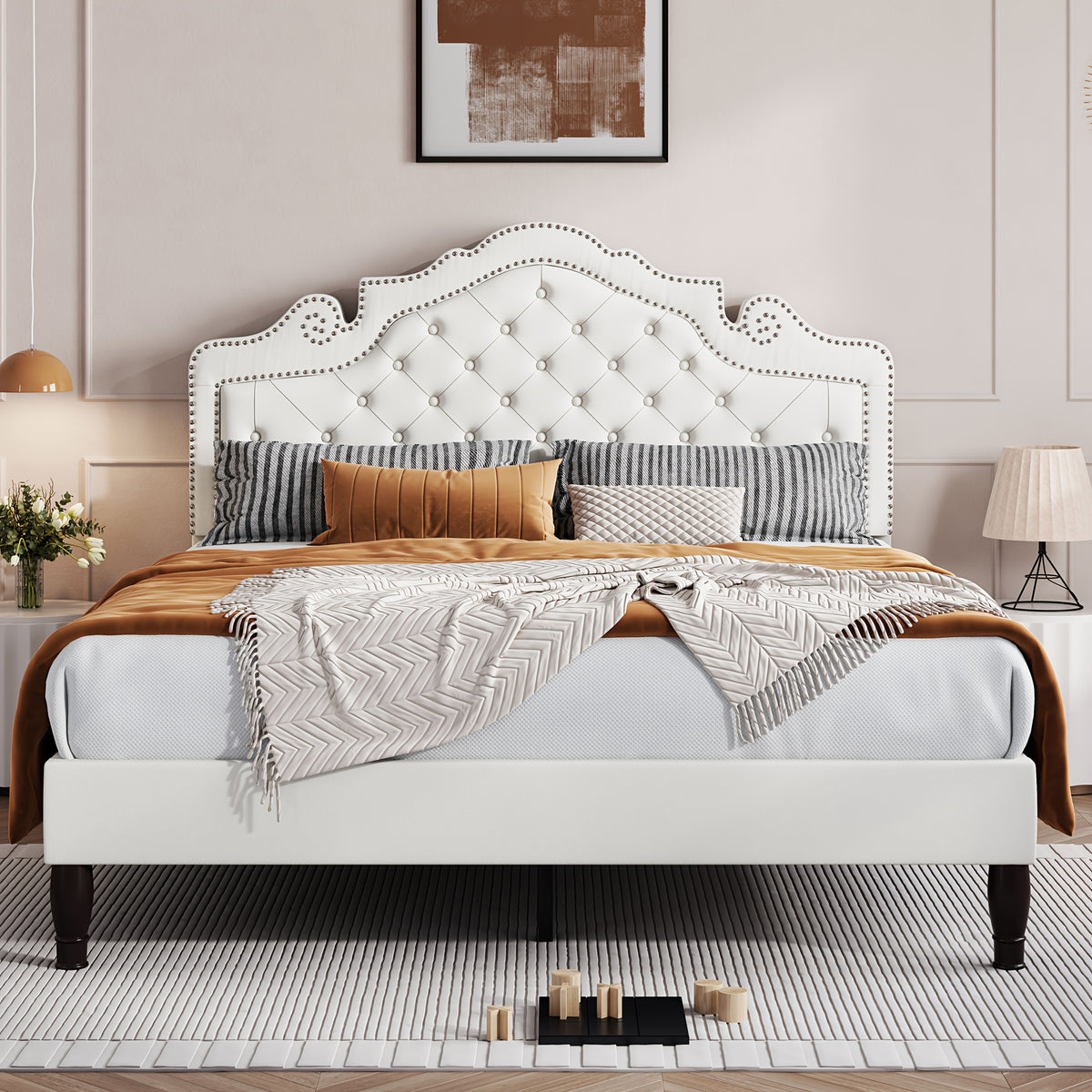 full queen king size bed frame adjustable velvet - Temu