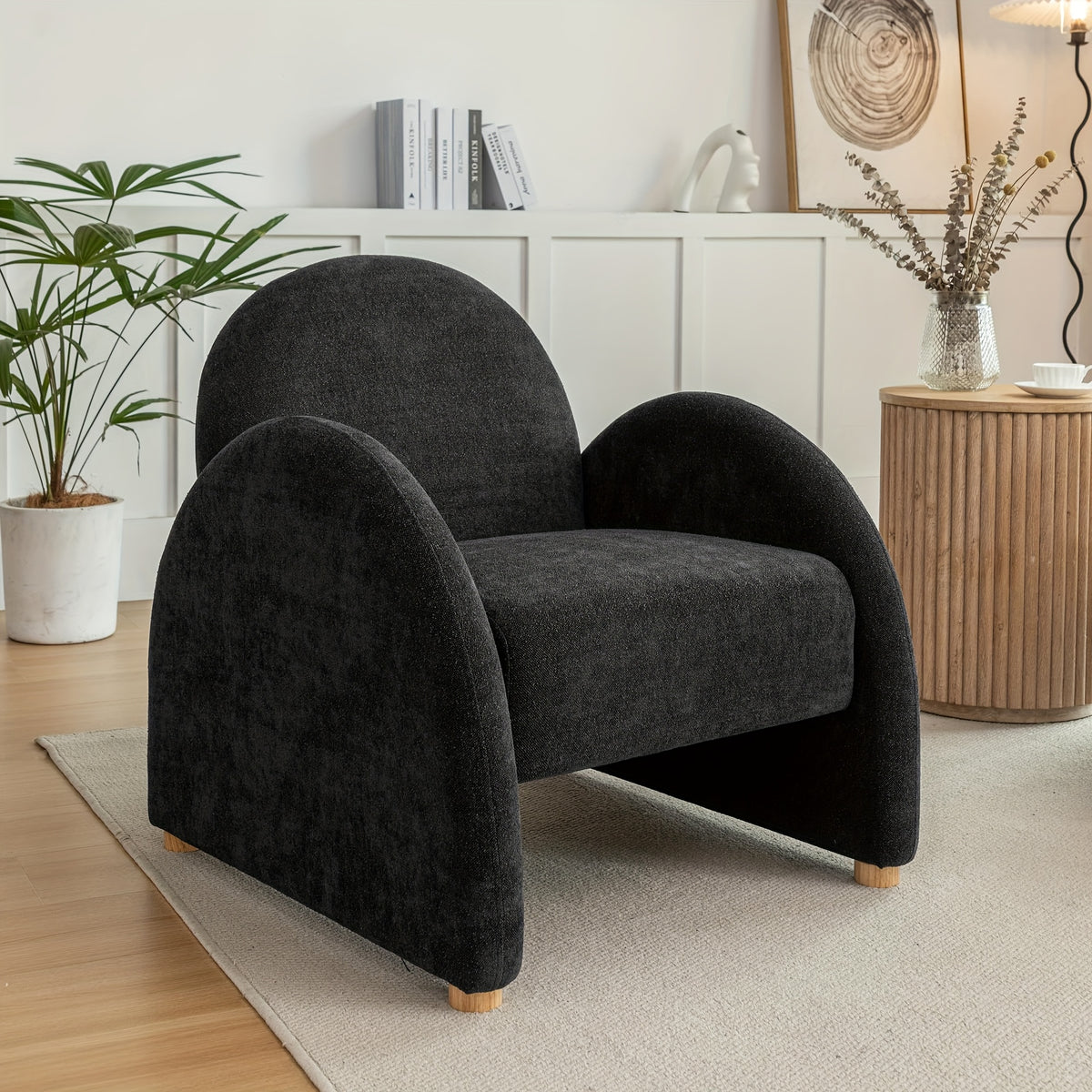 modern accent chair upholstered boucle arm single sofa comfy - Temu