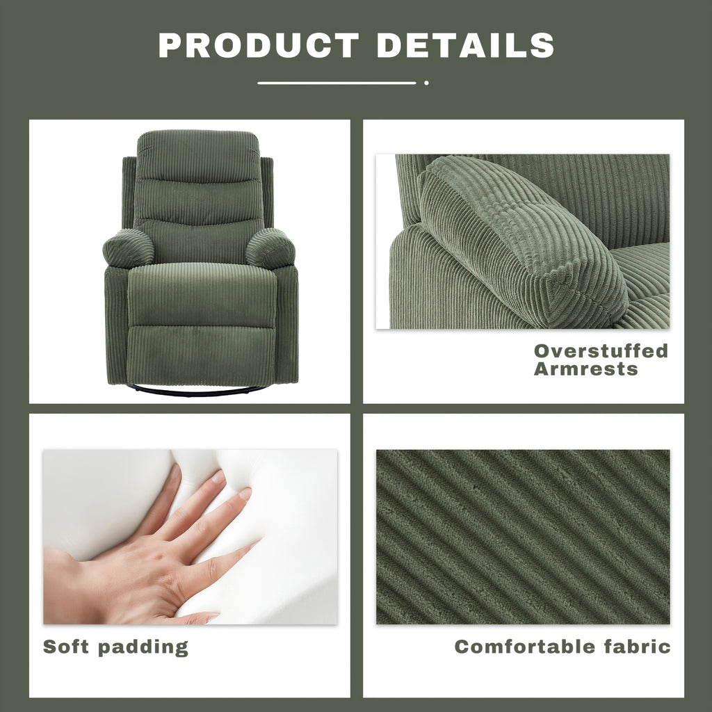 corduroy manual recliner chair high back plush single - Temu