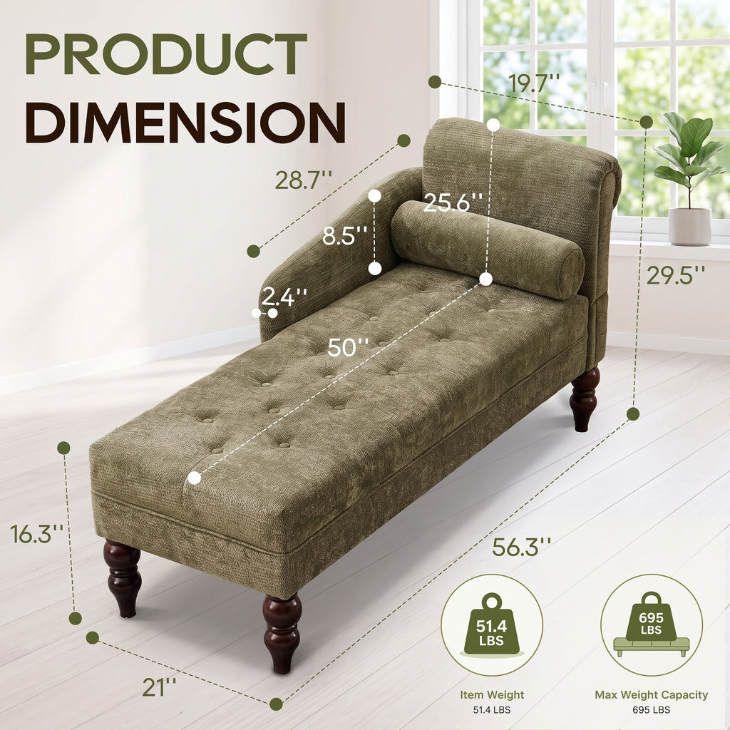 soft chenille upholstered chaise lounge indoor right armrest - Temu