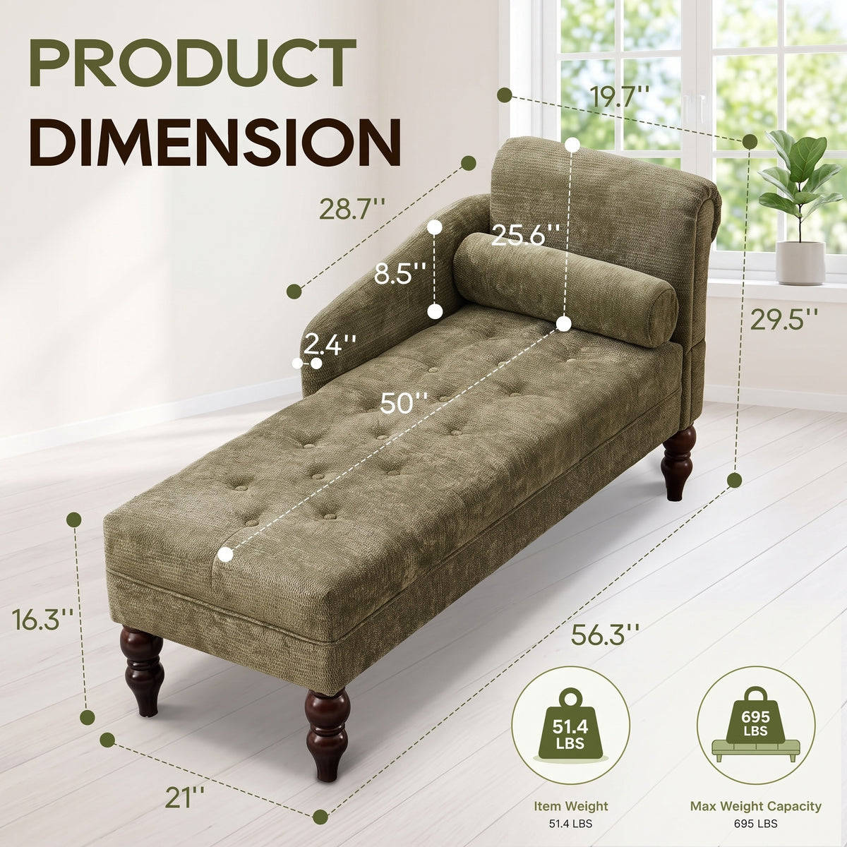 soft chenille upholstered chaise lounge indoor right armrest - Temu