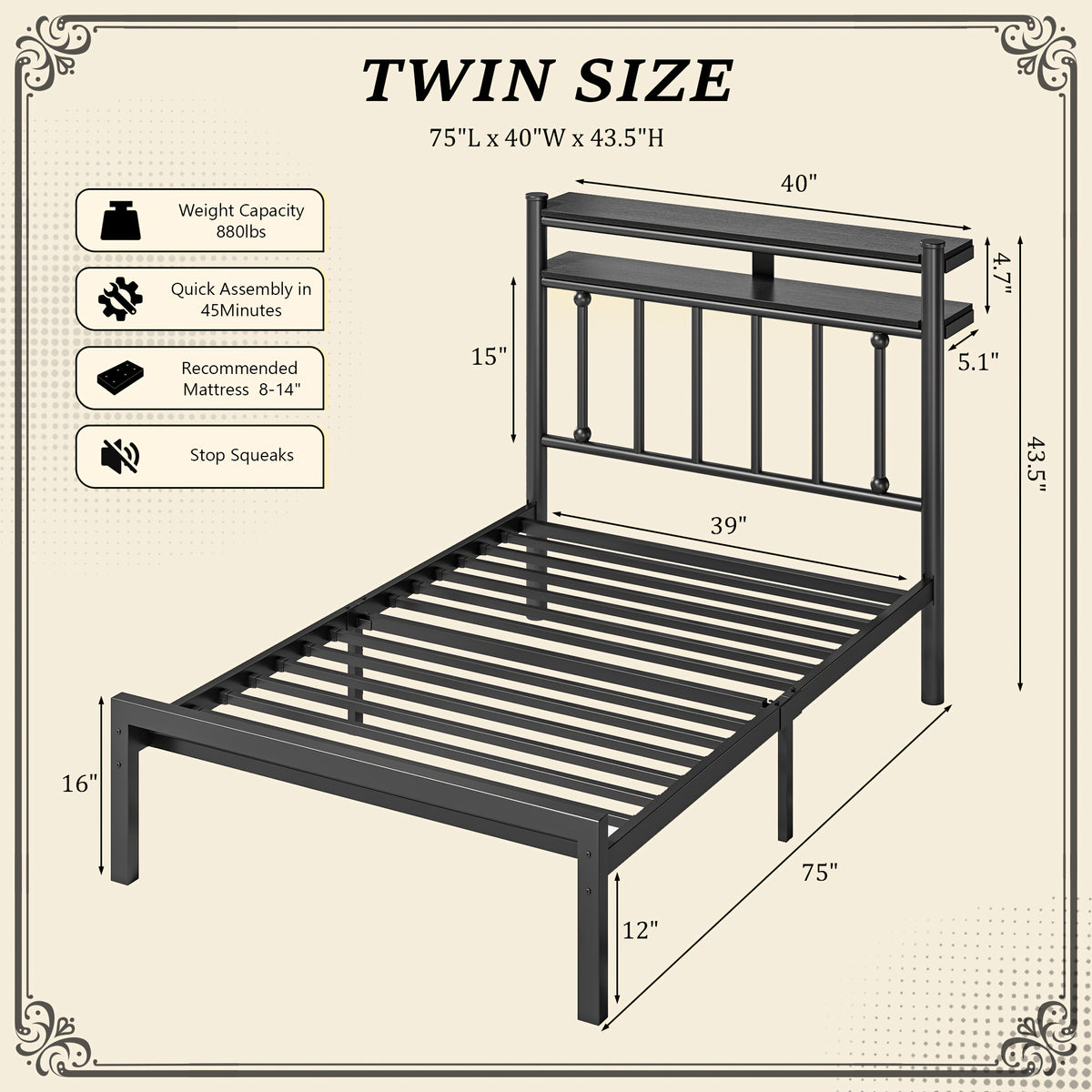 metal twin full queen king size bed frame 2 tier   - Temu