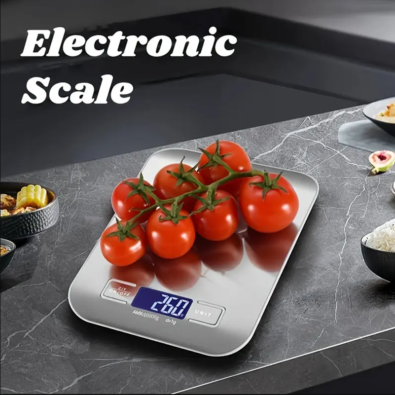 High-Precision 10kg Digital Kitchen Scale, Kitchen Scales for Food, Stainless Steel Food Weighing Scale, Multifunctional Baking & Nutrition Scale, Kitchen
