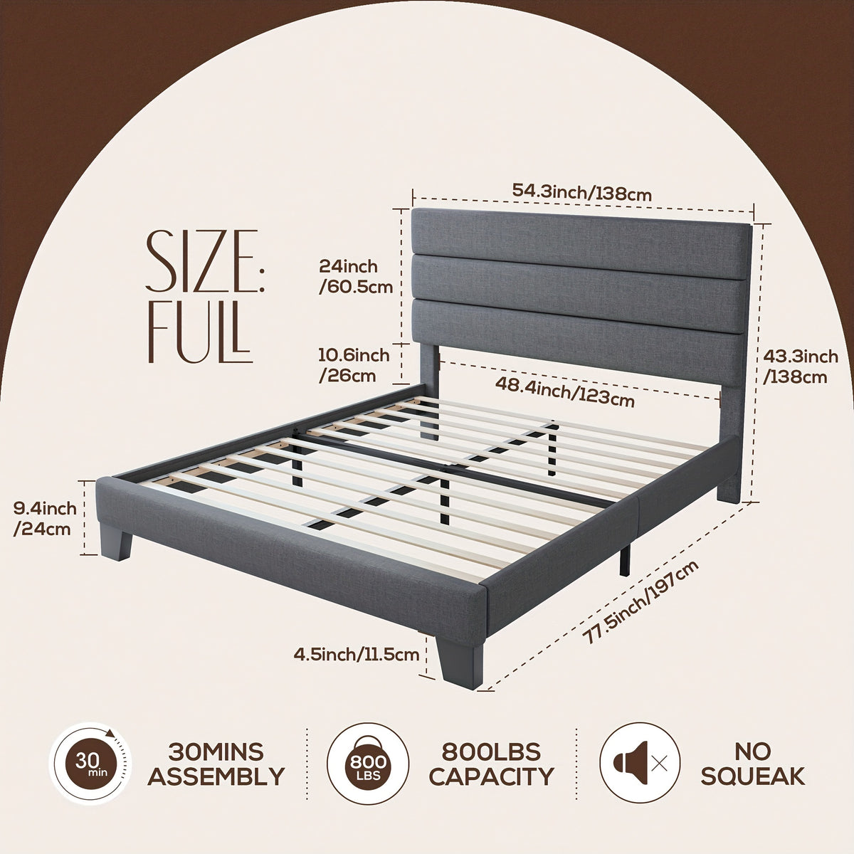 full queen king bed frame platform bed fabric - Temu