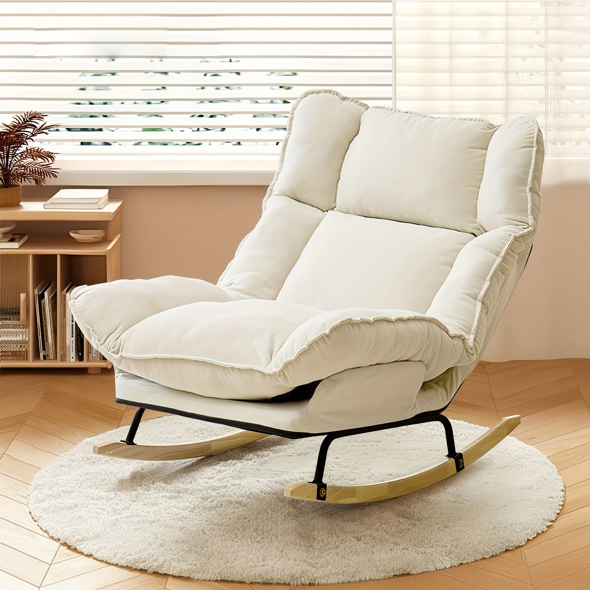 foam padded curved rocker lounge chair manual recline handle - Temu
