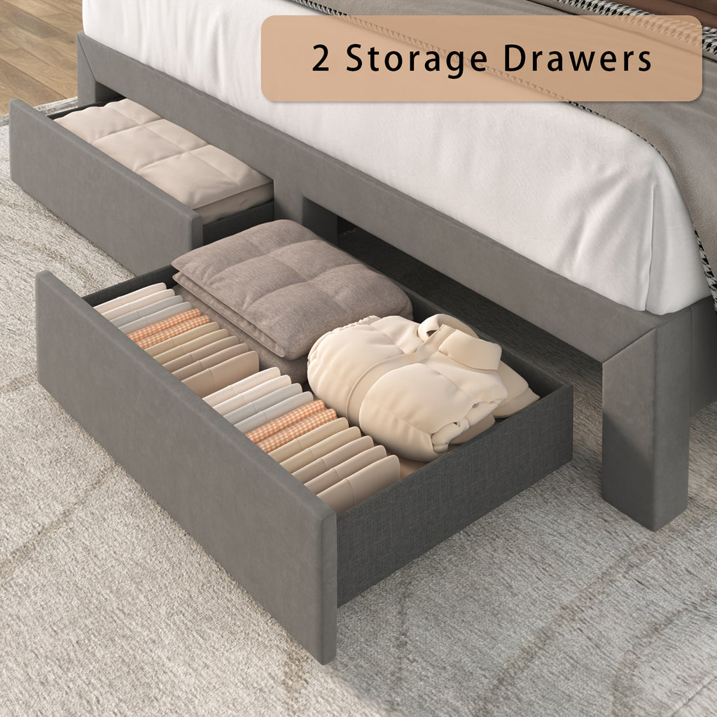 modern upholstered king bed frame adjustable led headboard 2 - Temu