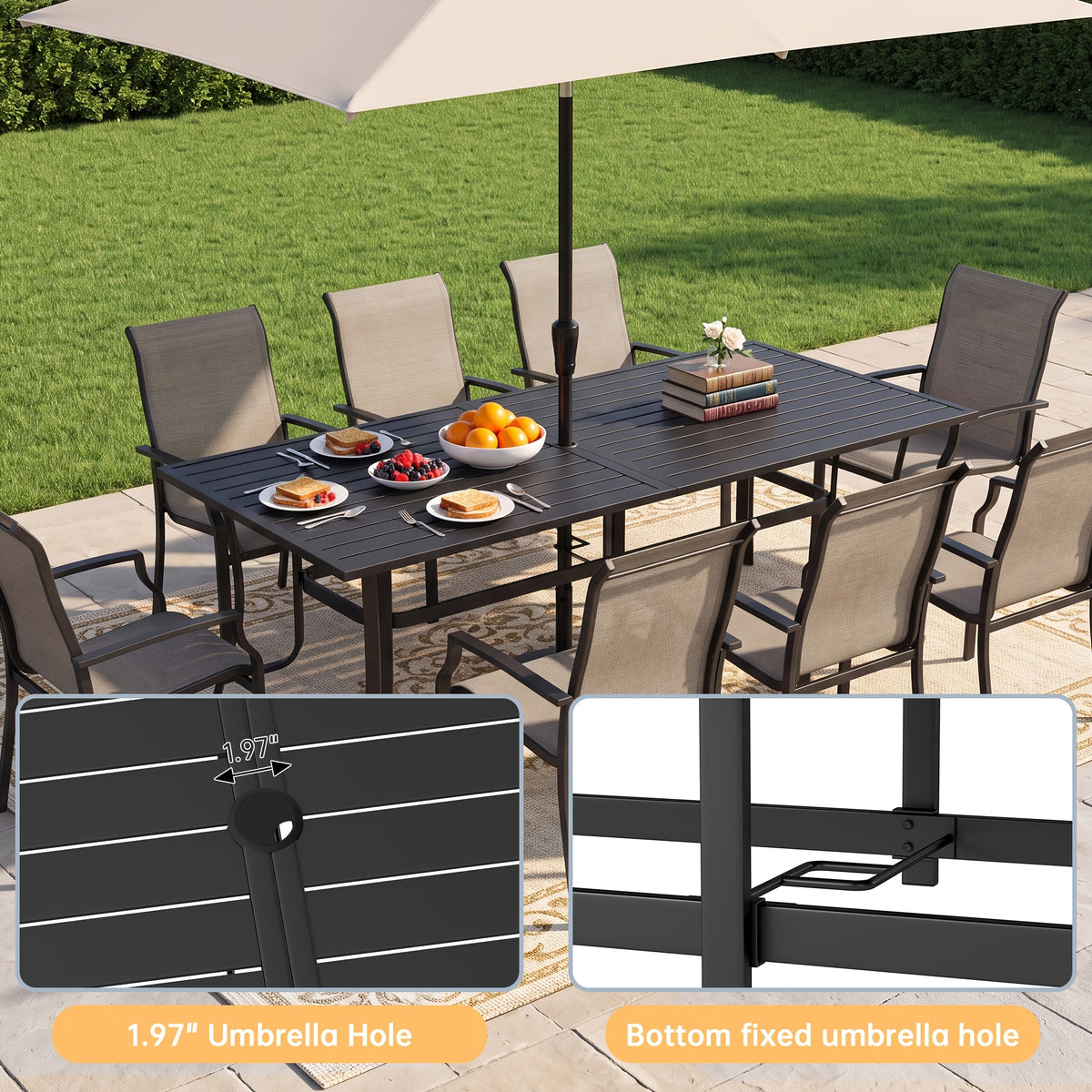 35 8 63 75 6 rectangular metal outdoor dining table weather - Temu