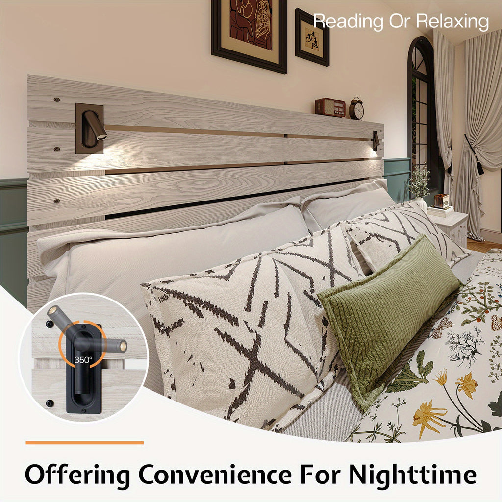 farmhouse platform bed frame 51 high headboard built - Temu