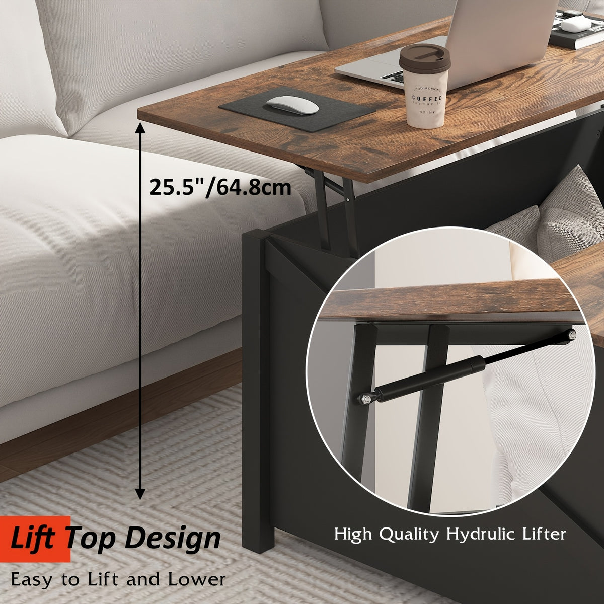lift top coffee table storage square wood coffee tables - Temu