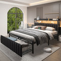 metal platform bed frame 2 tier storage headboard hidden - Temu