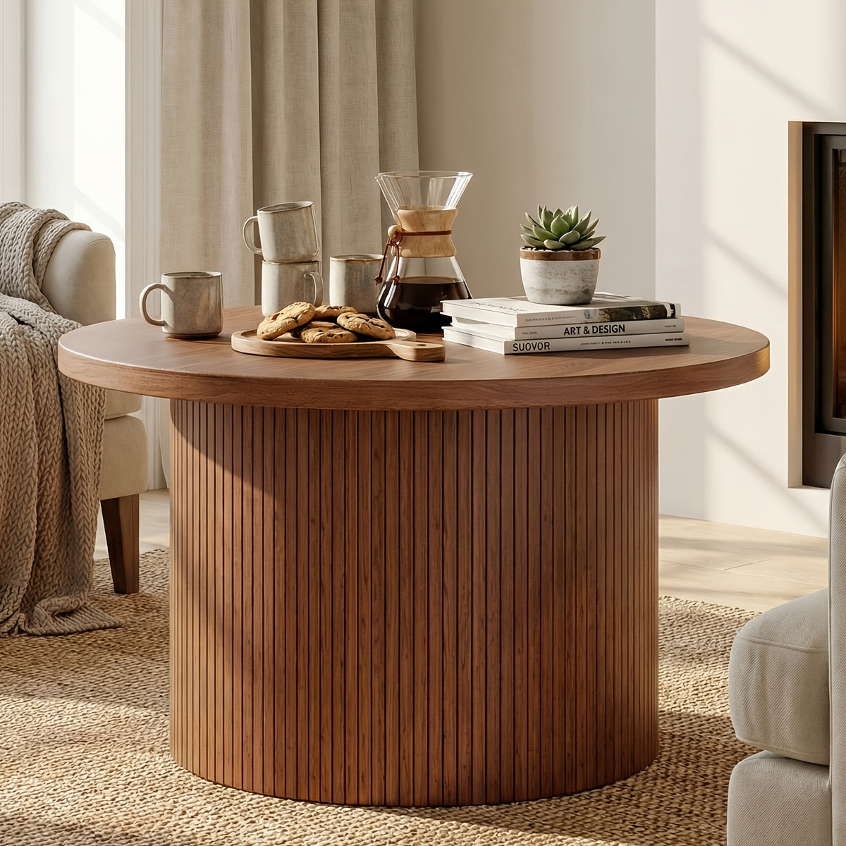 32 inch round coffee table modern suitable small space - Temu