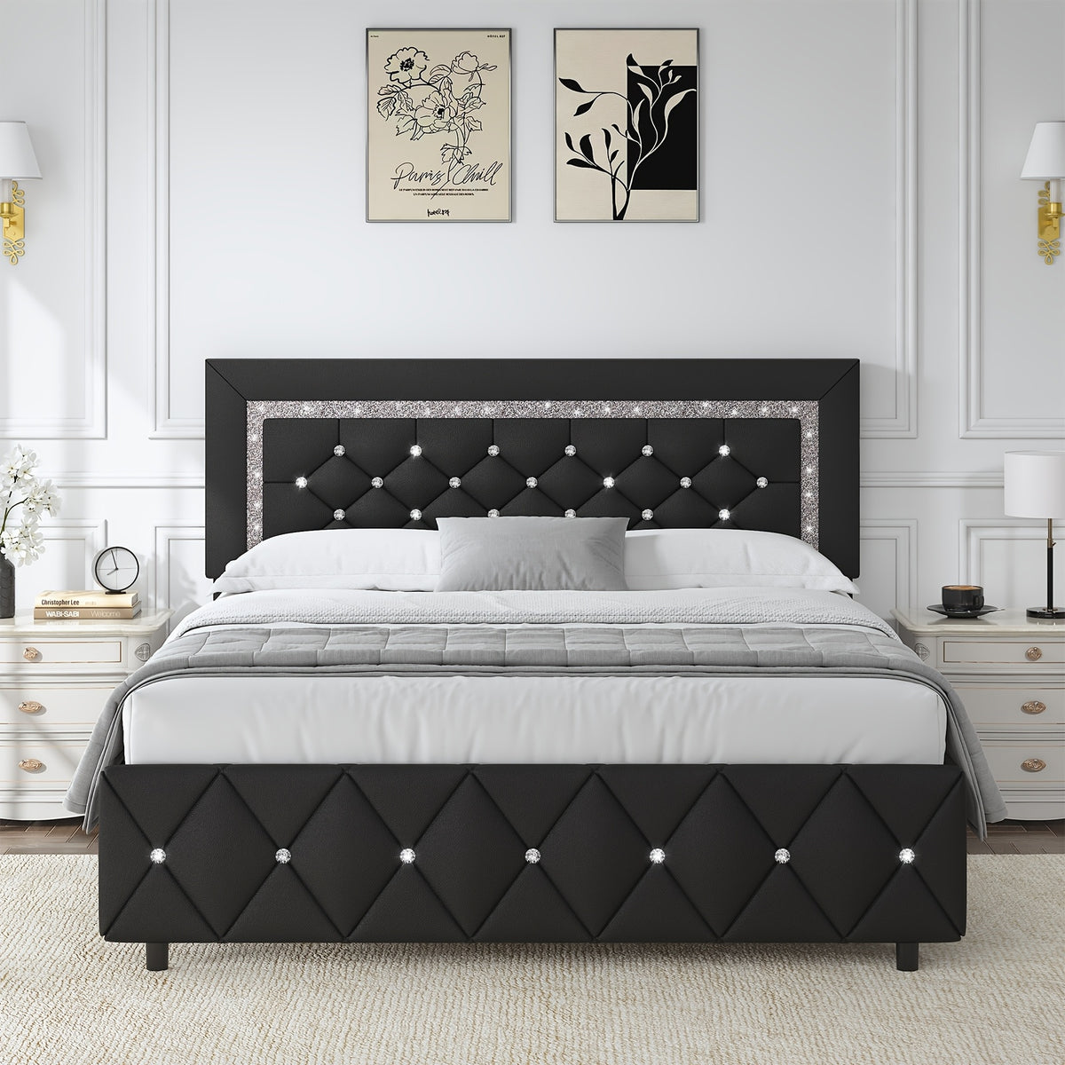 halloween twin full queen king upholstered bed frame diamond - Temu
