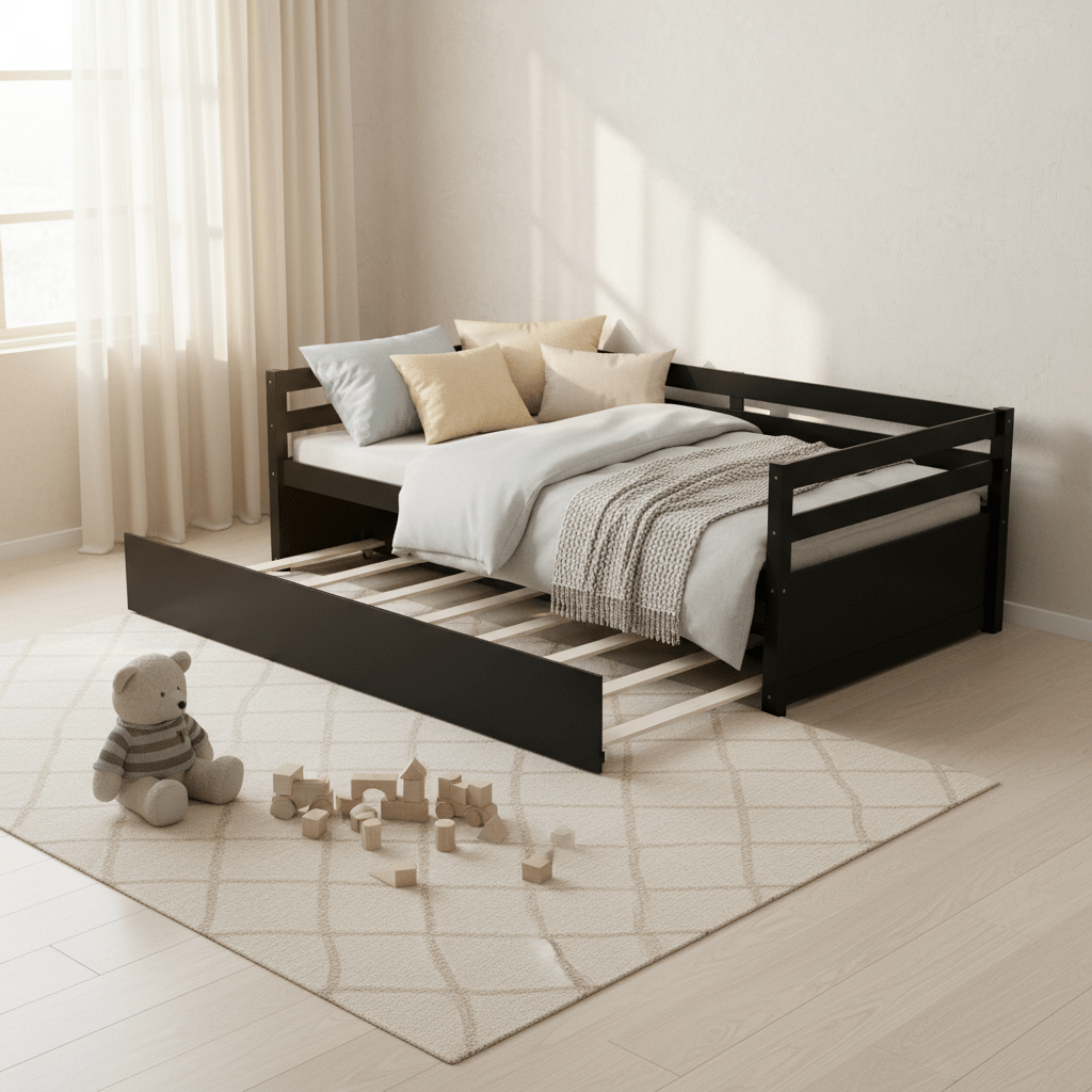 daybed trundle in wood twin size frame featuring pull - Temu