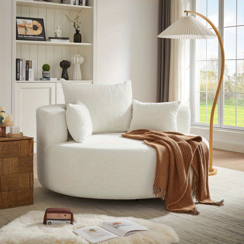 54 360 swivel   accent chair 3 pillows round sofa chair - Temu