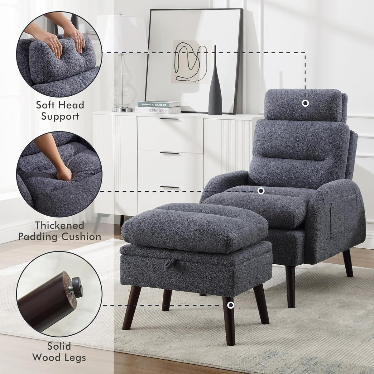 accent chair   comfy reading chair   set modern - Temu