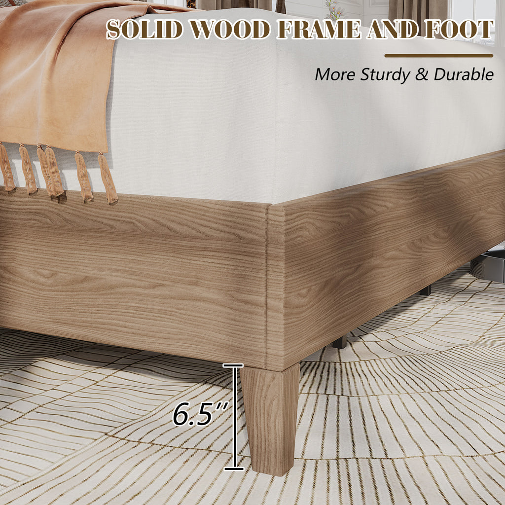 century wooden bed frame 49 high cushioned headboard - Temu
