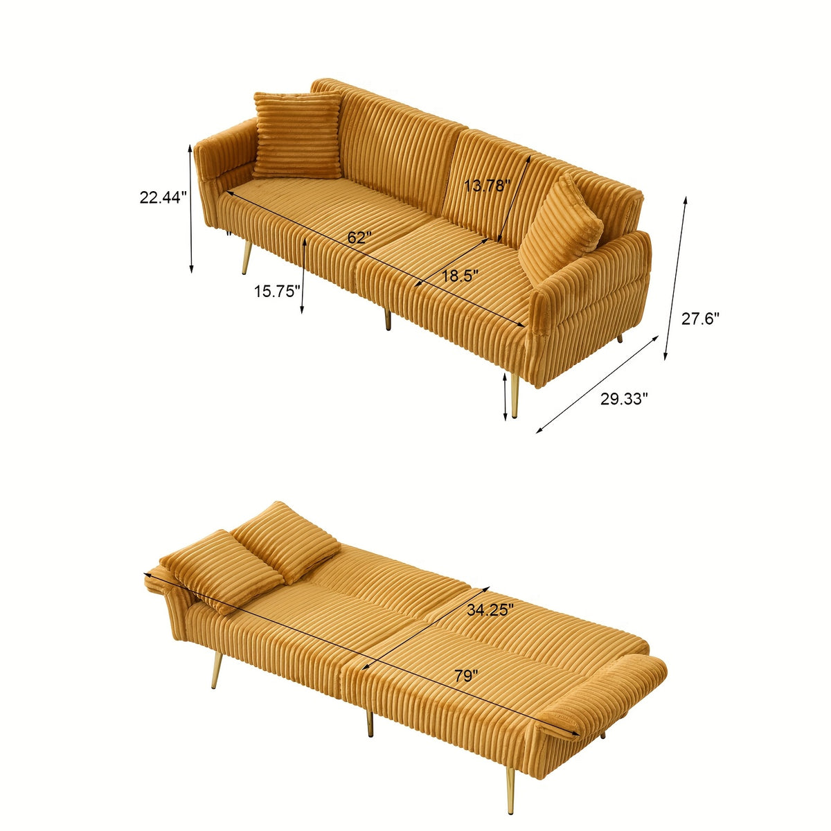 79 inch fleece foldable sofa bed foldable armrests suitable - Temu