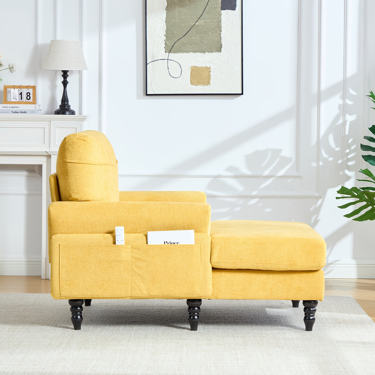 modern chenille chaise lounge comfortable backrest armrests - Temu